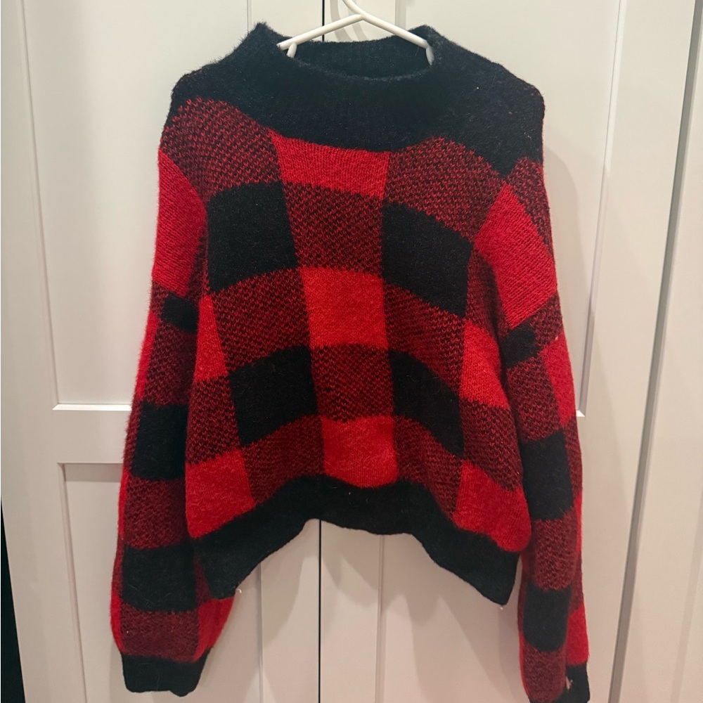 Art Class Red and Black Checkered Turtleneck Sweater